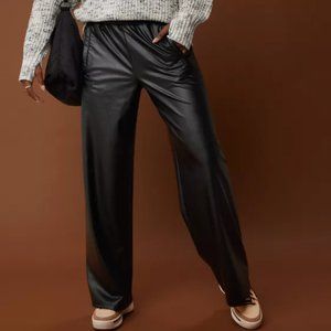 OFFLINE By Aerie Real Luxe Faux Leather Wide Leg Pant NWOT